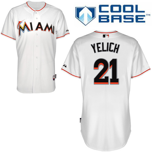 Christian Yelich #21 MLB Jersey-Miami Marlins Men's Authentic Home White Cool Base Baseball Jersey